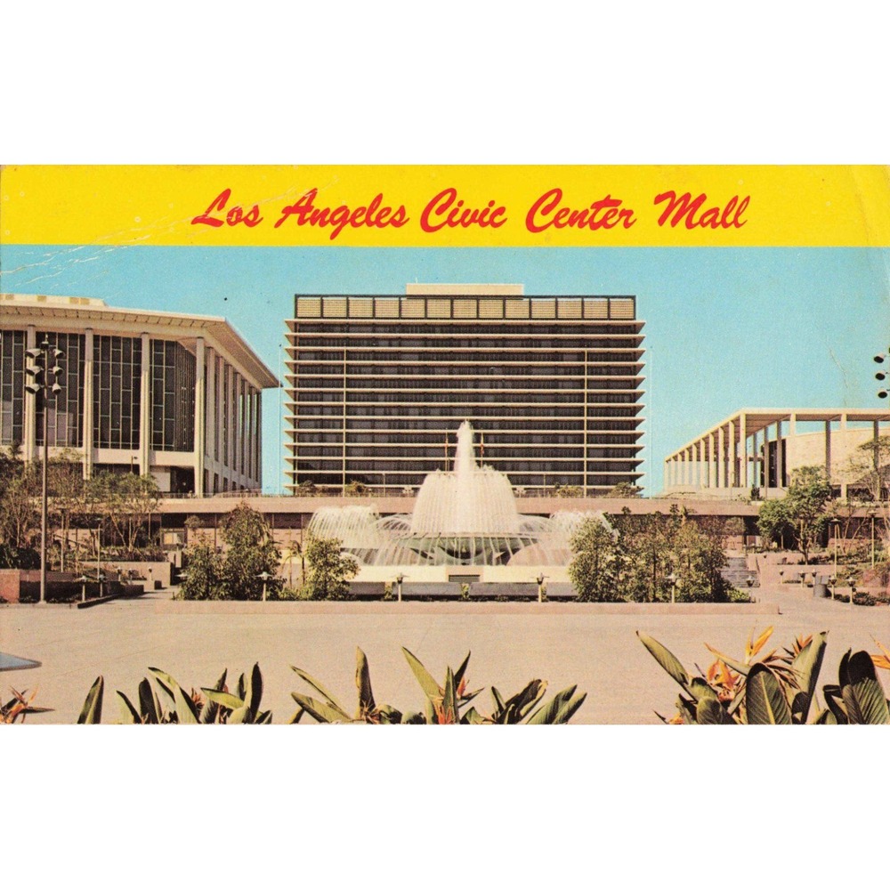 Vtg Los Angeles Civic Center Mall Postcard 1972 Postmark Plastichrome Richard